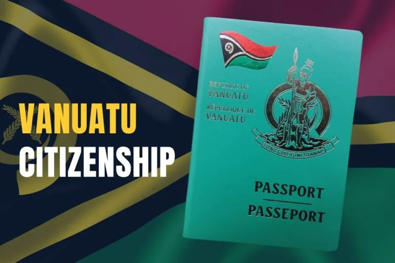 Vanuatu passport and national flag representing Vanuatu citizenship