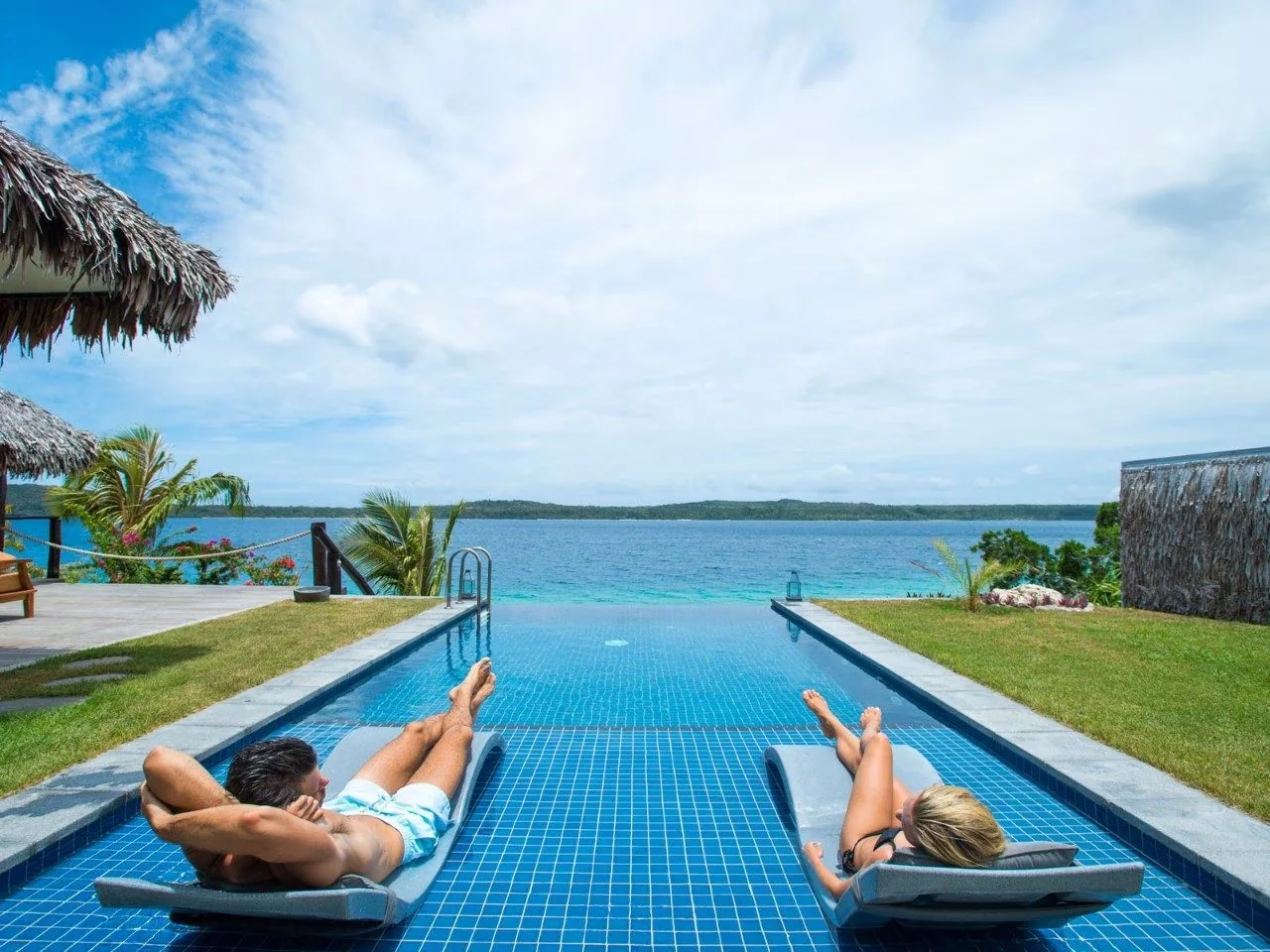 Tropical lagoon and resort setting in Vanuatu